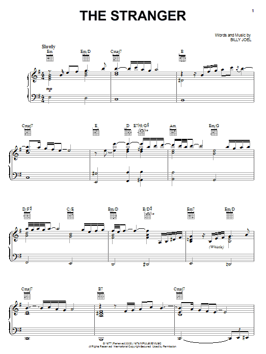 Learn to play Billy Joel The Stranger sheet music for Piano, Vocal & Guitar (Right-Hand Melody) in minutes. Billy Joel The Stranger sheet music preview music notes and score for Piano, Vocal & Guitar (Right-Hand Melody) including 8 page(s)