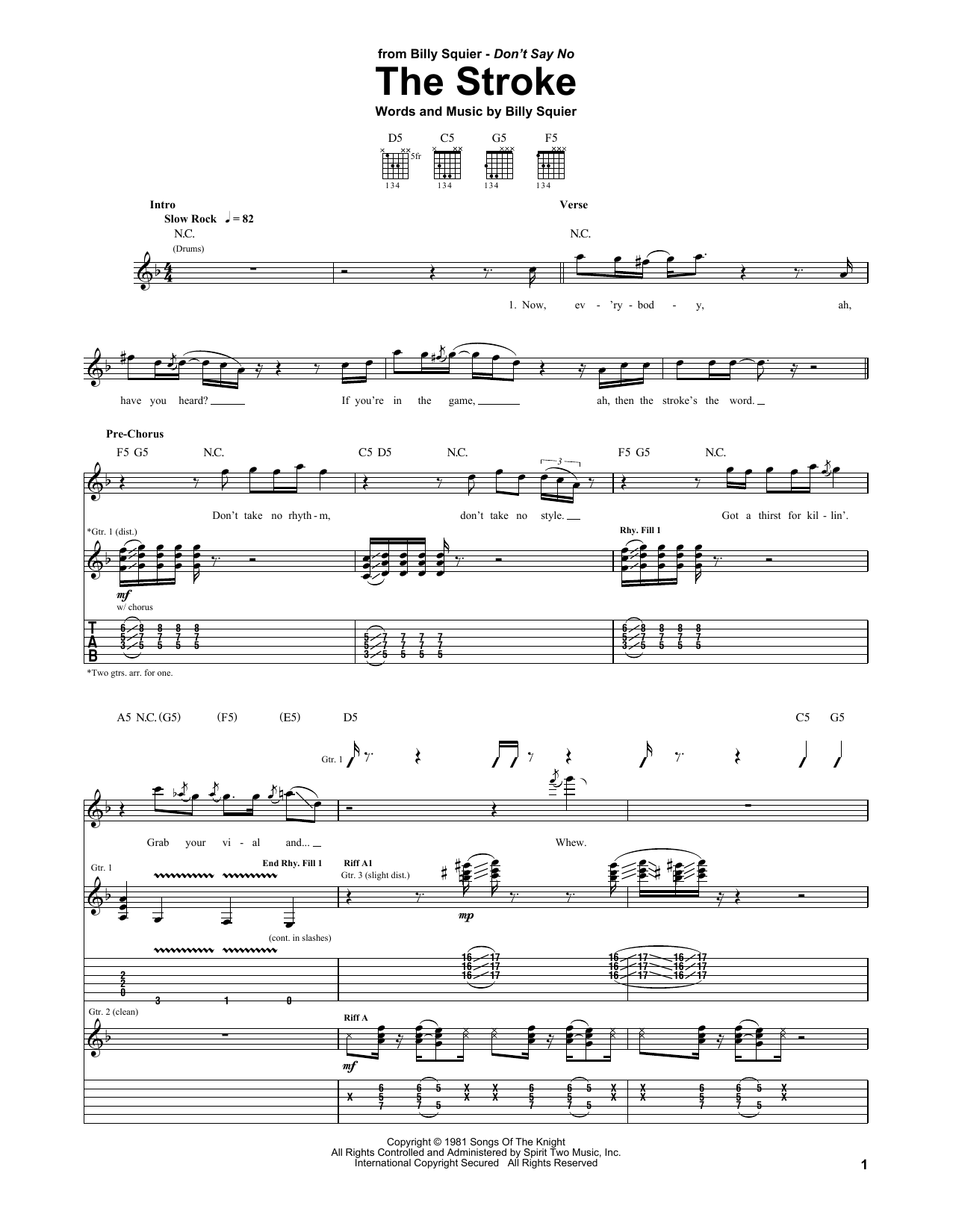 Learn to play Billy Squier The Stroke sheet music for Easy Guitar Tab in minutes. Billy Squier The Stroke sheet music notes and chords