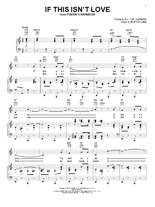 Learn to play Bing Crosby If This Isn't Love sheet music for Piano, Vocal & Guitar (Right-Hand Melody) in minutes. Bing Crosby If This Isn't Love sheet music preview music notes and score for Piano, Vocal & Guitar (Right-Hand Melody) including 3 page(s)