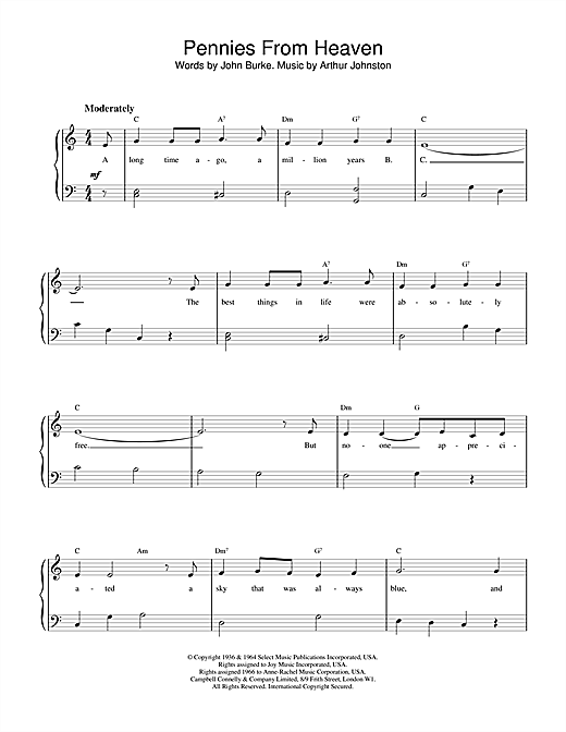 Learn to play Bing Crosby Pennies From Heaven sheet music for Piano in minutes. Bing Crosby Pennies From Heaven sheet music notes and chords
