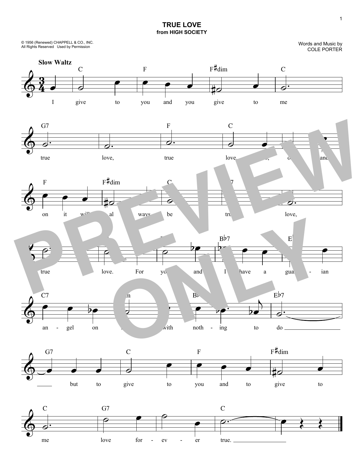 Learn to play Bing Crosby True Love sheet music for Piano, Vocal & Guitar (Right-Hand Melody) in minutes. Bing Crosby True Love sheet music notes and chords