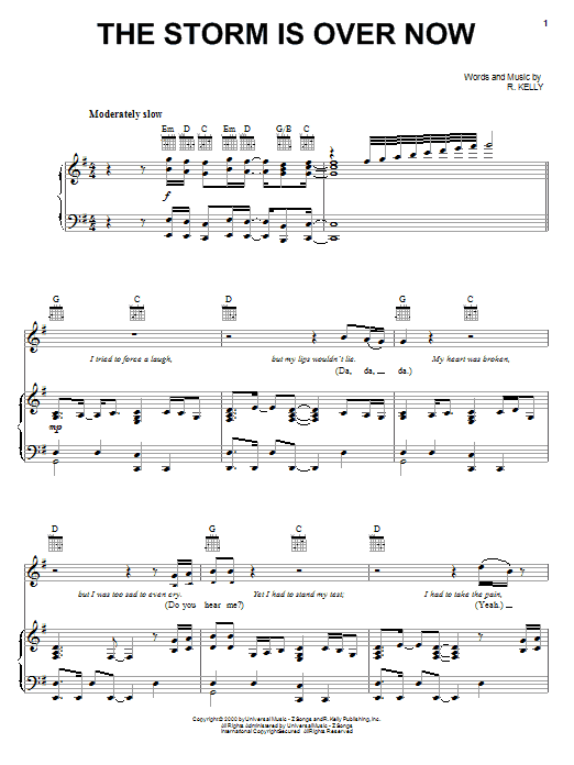 Bishop T.D. Jakes The Storm Is Over Now sheet music, chords, lyrics - Printable PDF for Piano, Vocal & Guitar (Right-Hand Melody)