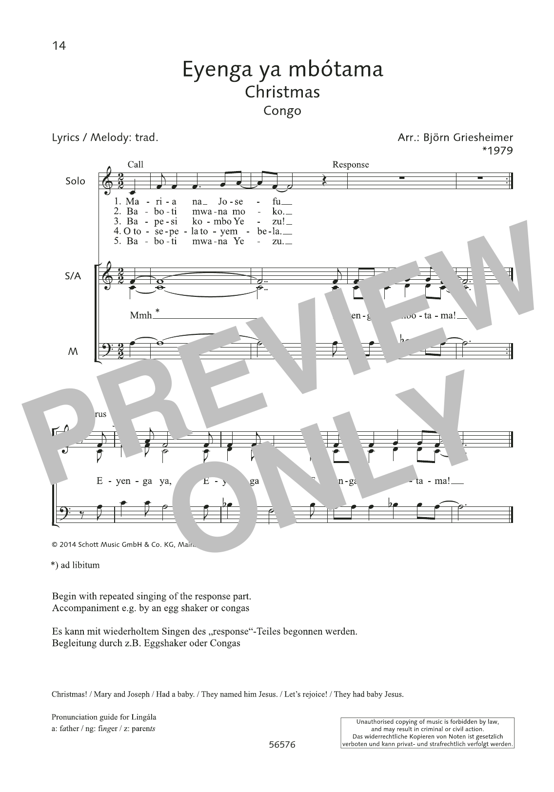 Learn to play Björn Griesheimer Eyenga ya mbotama sheet music for Choir in minutes. Björn Griesheimer Eyenga ya mbotama sheet music preview music notes and score for Choir including 1 page(s)