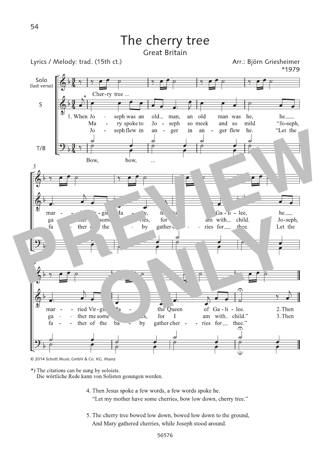 Learn to play Björn Griesheimer The Cherry Tree sheet music for Choir in minutes. Björn Griesheimer The Cherry Tree sheet music preview music notes and score for Choir including 1 page(s)