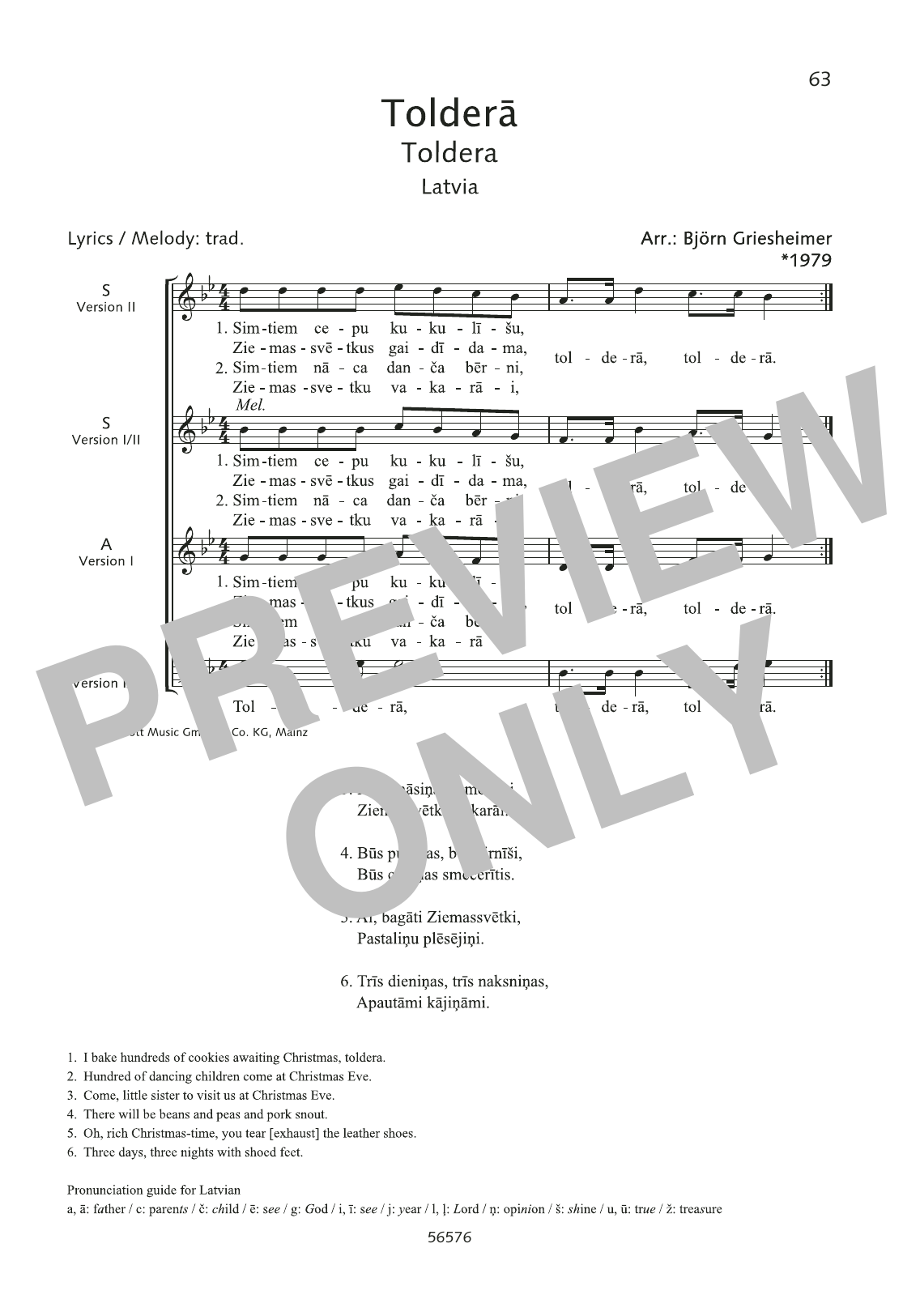 Learn to play Björn Griesheimer Toldera sheet music for Choir in minutes. Björn Griesheimer Toldera sheet music preview music notes and score for Choir including 1 page(s)