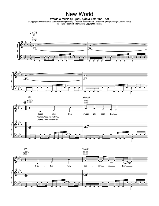Learn to play Bjork New World (from Dancer In The Dark) sheet music for Piano, Vocal & Guitar in minutes. Bjork New World (from Dancer In The Dark) sheet music notes and chords