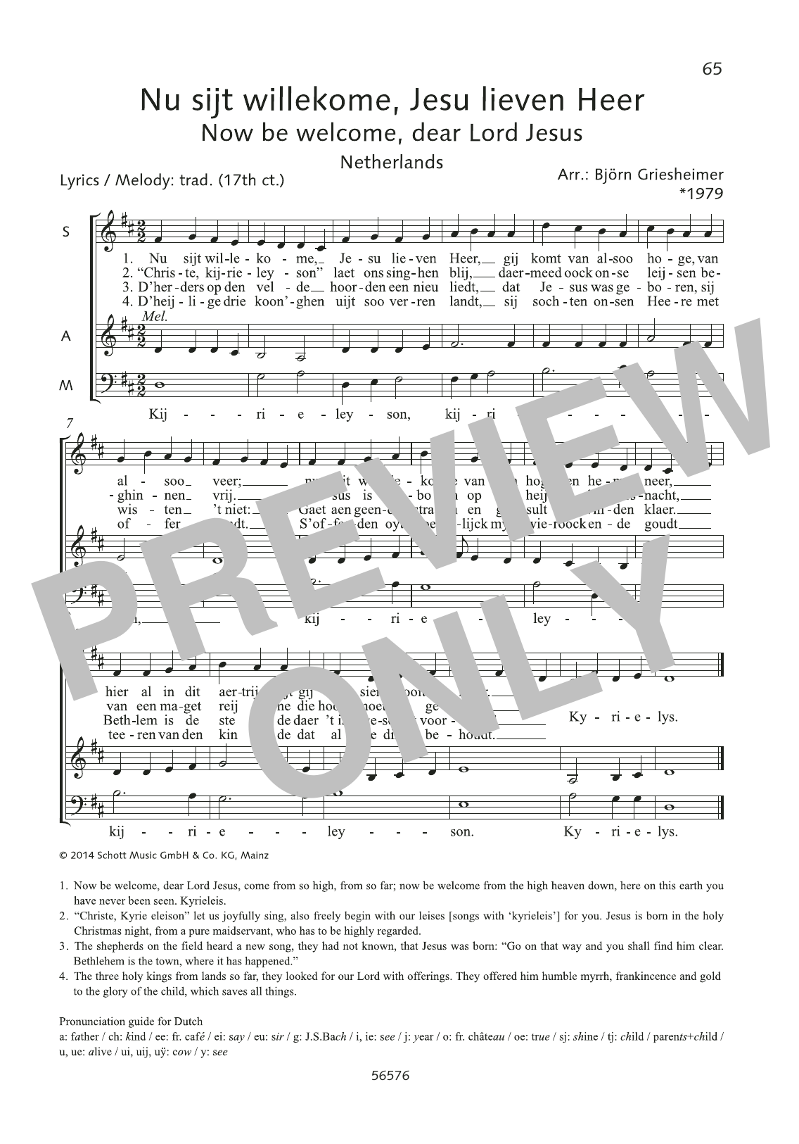 Björn Griesheimer Nu sijt willekome, Jesu lieven Heer sheet music, chords, lyrics - Printable PDF for Choir