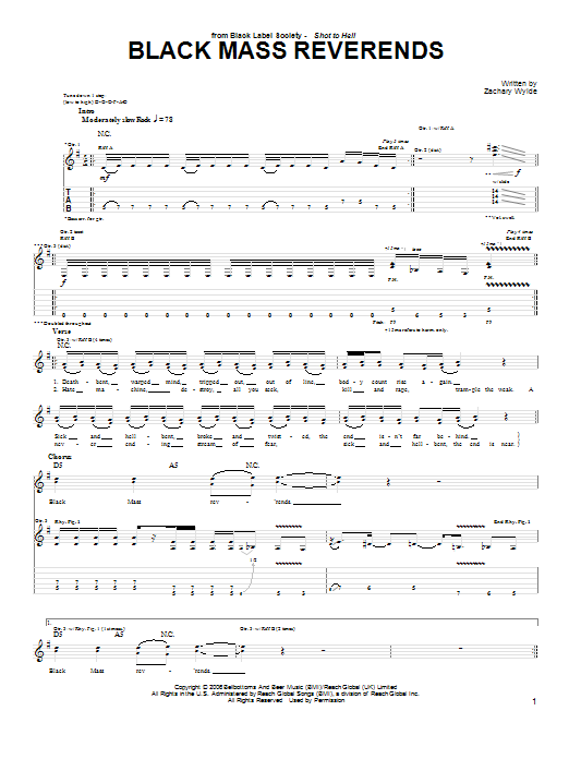 Learn to play Black Label Society Black Mass Reverends sheet music for Guitar Tab in minutes. Black Label Society Black Mass Reverends sheet music preview music notes and score for Guitar Tab including 3 page(s)
