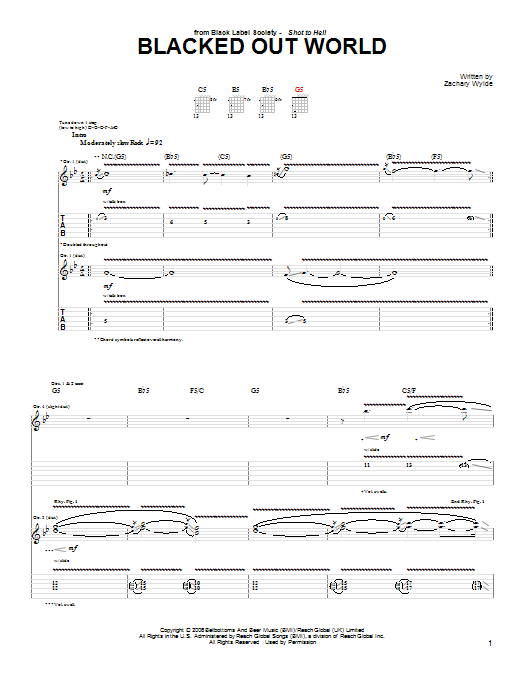 Learn to play Black Label Society Blacked Out World sheet music for Guitar Tab in minutes. Black Label Society Blacked Out World sheet music preview music notes and score for Guitar Tab including 4 page(s)