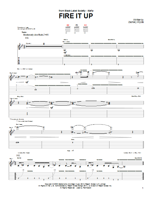 Learn to play Black Label Society Fire It Up sheet music for Guitar Tab in minutes. Black Label Society Fire It Up sheet music preview music notes and score for Guitar Tab including 7 page(s)