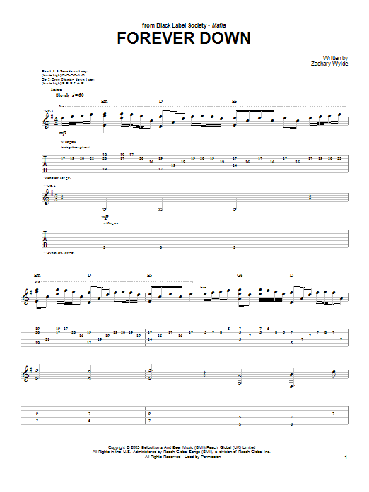 Learn to play Black Label Society Forever Down sheet music for Guitar Tab in minutes. Black Label Society Forever Down sheet music preview music notes and score for Guitar Tab including 5 page(s)