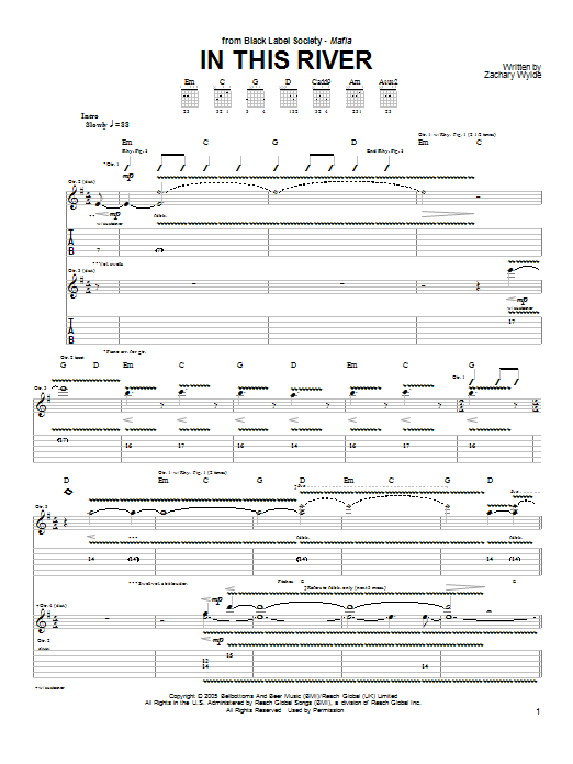 Learn to play Black Label Society In This River sheet music for Guitar Tab in minutes. Black Label Society In This River sheet music preview music notes and score for Guitar Tab including 5 page(s)