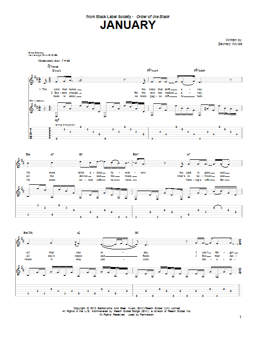 Learn to play Black Label Society January sheet music for Guitar Tab in minutes. Black Label Society January sheet music preview music notes and score for Guitar Tab including 3 page(s)