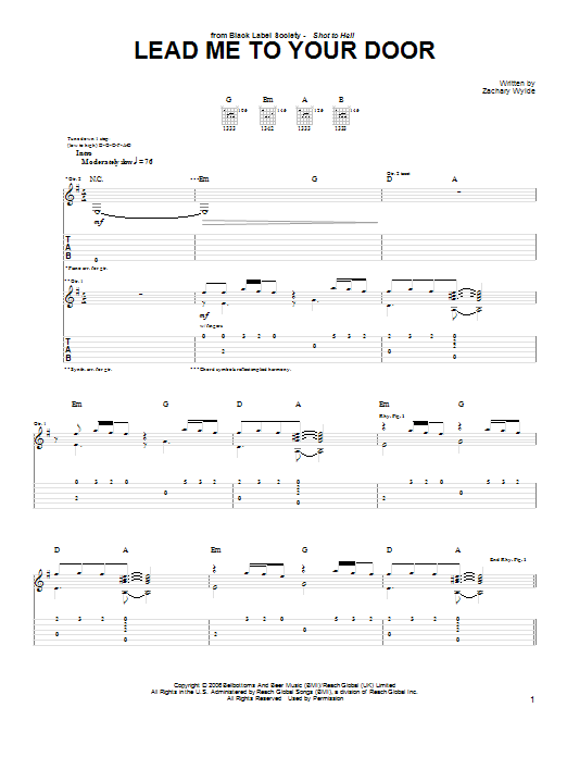 Learn to play Black Label Society Lead Me To Your Door sheet music for Guitar Tab in minutes. Black Label Society Lead Me To Your Door sheet music preview music notes and score for Guitar Tab including 5 page(s)