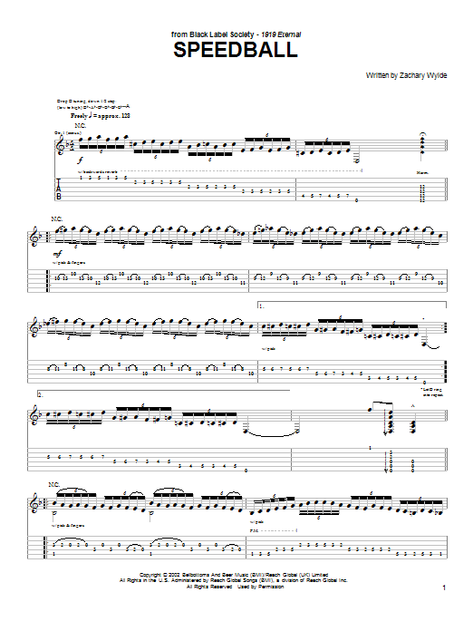 Learn to play Black Label Society Speedball sheet music for Guitar Tab in minutes. Black Label Society Speedball sheet music preview music notes and score for Guitar Tab including 2 page(s)