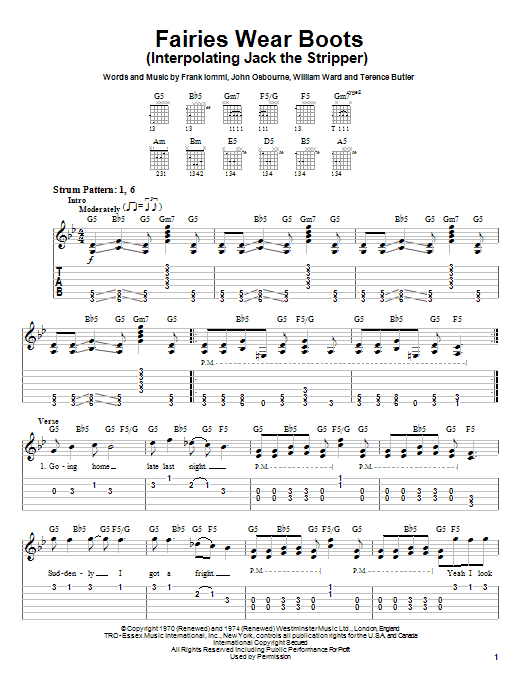 Learn to play Black Sabbath Fairies Wear Boots (Interpolating Jack The Stripper) sheet music for Easy Guitar Tab in minutes. Black Sabbath Fairies Wear Boots (Interpolating Jack The Stripper) sheet music preview music notes and score for Easy Guitar Tab including 5 page(s)