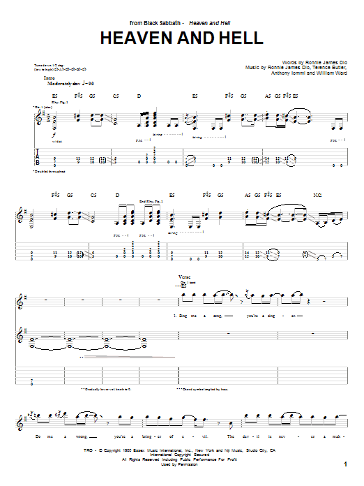 Learn to play Black Sabbath Heaven And Hell sheet music for Easy Guitar Tab in minutes. Black Sabbath Heaven And Hell sheet music preview music notes and score for Easy Guitar Tab including 5 page(s)