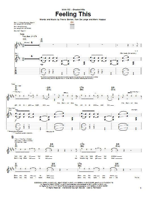 Learn to play Blink-182 Feeling This sheet music for Easy Guitar Tab in minutes. Blink-182 Feeling This sheet music preview music notes and score for Easy Guitar Tab including 5 page(s)