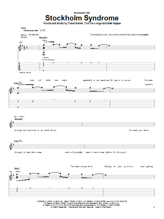 Learn to play Blink-182 Stockholm Syndrome sheet music for Guitar Tab in minutes. Blink-182 Stockholm Syndrome sheet music preview music notes and score for Guitar Tab including 9 page(s)
