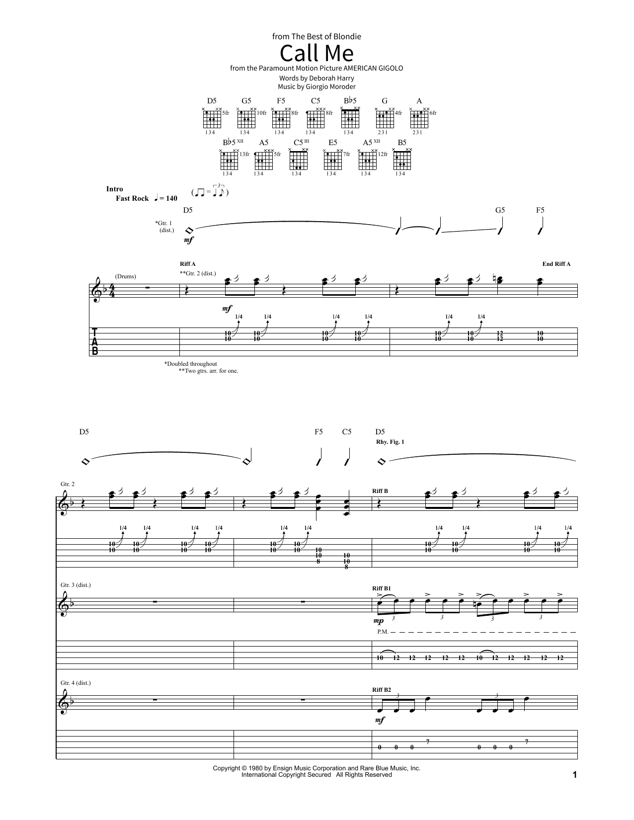 Learn to play Blondie Call Me sheet music for Piano, Vocal & Guitar (Right-Hand Melody) in minutes. Blondie Call Me sheet music notes and chords