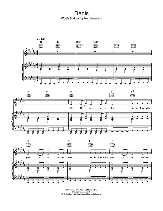 Learn to play Blondie Denis sheet music for Piano, Vocal & Guitar (Right-Hand Melody) in minutes. Blondie Denis sheet music notes and chords