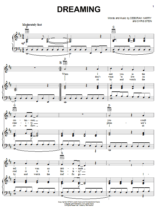 Learn to play Blondie Dreaming sheet music for Piano, Vocal & Guitar (Right-Hand Melody) in minutes. Blondie Dreaming sheet music notes and chords
