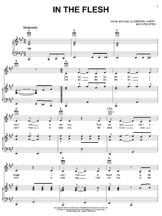 Learn to play Blondie In The Flesh sheet music for Piano, Vocal & Guitar in minutes. Blondie In The Flesh sheet music preview music notes and score for Piano, Vocal & Guitar including 5 page(s)