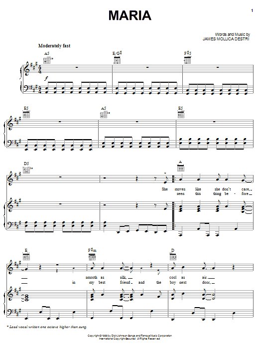 Learn to play Blondie Maria sheet music for Piano, Vocal & Guitar (Right-Hand Melody) in minutes. Blondie Maria sheet music notes and chords
