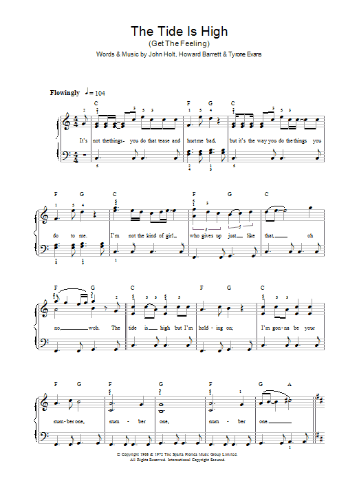 Learn to play Blondie The Tide Is High (Get The Feeling) sheet music for SSA in minutes. Blondie The Tide Is High (Get The Feeling) sheet music preview music notes and score for SSA including 9 page(s)