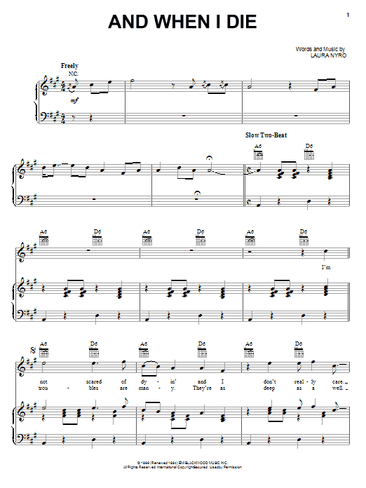 Download Blood, Sweat & Tears And When I Die sheet music notes and chords for Piano, Vocal & Guitar (Right-Hand Melody) - Download Printable PDF and start playing in minutes.