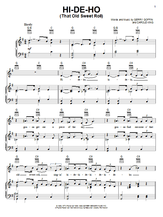 Blood, Sweat & Tears Hi-De-Ho (That Old Sweet Roll) sheet music, chords, lyrics - Printable PDF for Piano, Vocal & Guitar (Right-Hand Melody)