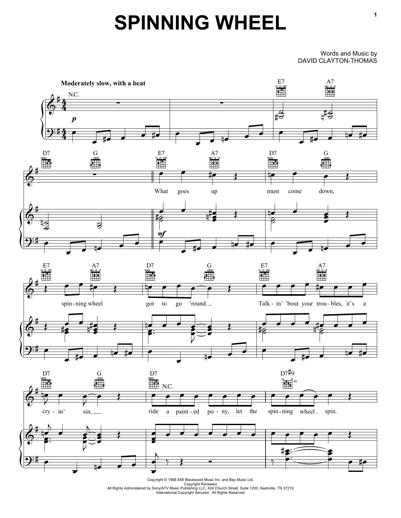 Learn to play Blood, Sweat & Tears Spinning Wheel sheet music for Piano, Vocal & Guitar (Right-Hand Melody) in minutes. Blood, Sweat & Tears Spinning Wheel sheet music notes and chords