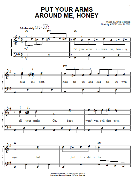 Learn to play Blossom Seely Put Your Arms Around Me, Honey sheet music for Easy Piano in minutes. Blossom Seely Put Your Arms Around Me, Honey sheet music preview music notes and score for Easy Piano including 2 page(s)