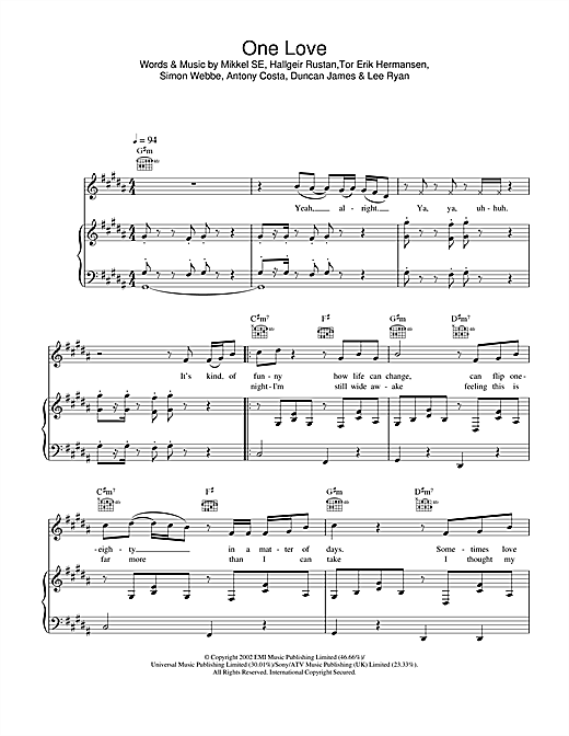 Learn to play Blue One Love sheet music for Piano, Vocal & Guitar in minutes. Blue One Love sheet music notes and chords