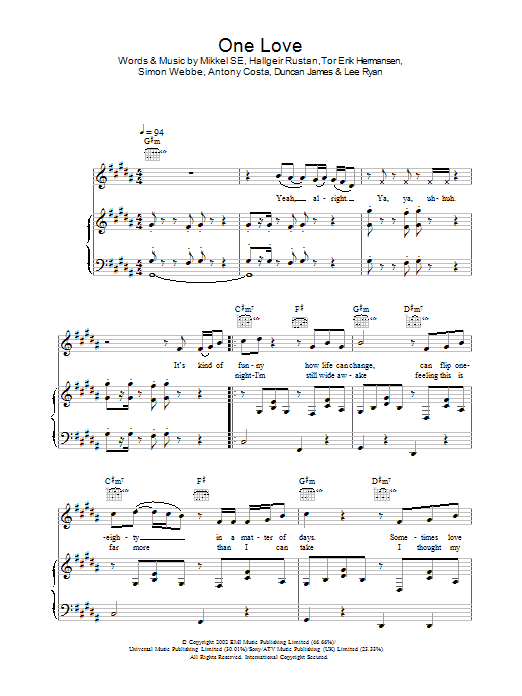 Learn to play Blue One Love sheet music for Melody Line, Lyrics & Chords in minutes. Blue One Love sheet music preview music notes and score for Melody Line, Lyrics & Chords including 2 page(s)