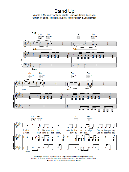 Learn to play Blue Stand Up sheet music for Piano, Vocal & Guitar in minutes. Blue Stand Up sheet music preview music notes and score for Piano, Vocal & Guitar including 8 page(s)