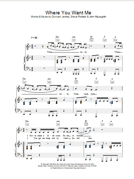 Learn to play Blue Where You Want Me sheet music for Piano, Vocal & Guitar in minutes. Blue Where You Want Me sheet music preview music notes and score for Piano, Vocal & Guitar including 6 page(s)