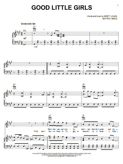 Learn to play Blue County Good Little Girls sheet music for Piano, Vocal & Guitar (Right-Hand Melody) in minutes. Blue County Good Little Girls sheet music preview music notes and score for Piano, Vocal & Guitar (Right-Hand Melody) including 5 page(s)