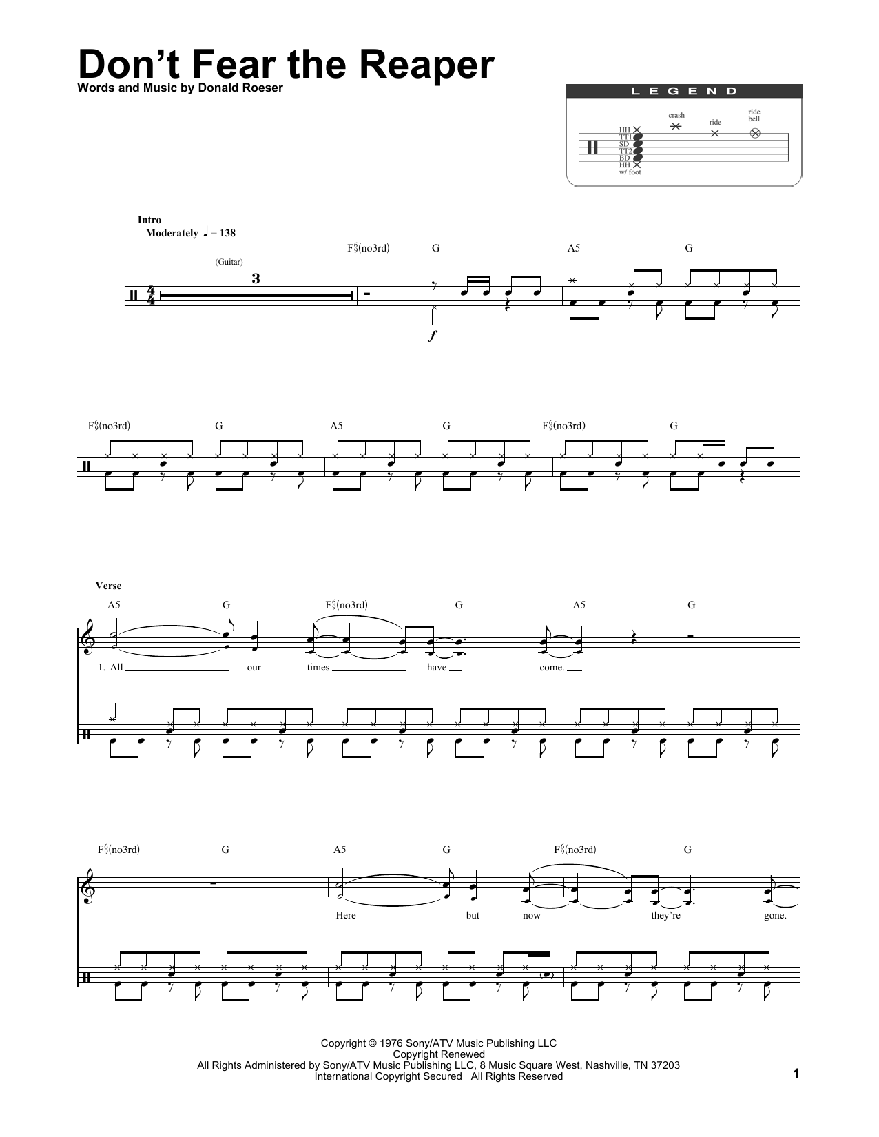 Blue Oyster Cult Don T Fear The Reaper Sheet Music Download Pdf Score Blue Oyster Cult Don T Fear The Reaper Sheet Music Download Pdf Score