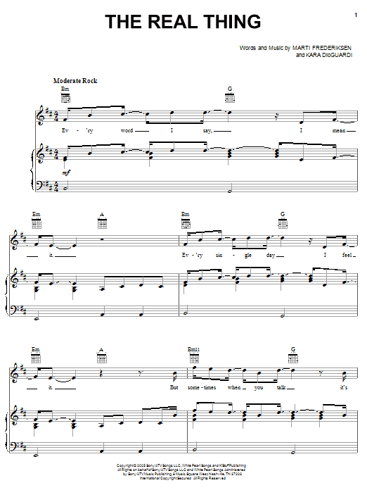 Learn to play Bo Bice The Real Thing sheet music for Piano, Vocal & Guitar (Right-Hand Melody) in minutes. Bo Bice The Real Thing sheet music preview music notes and score for Piano, Vocal & Guitar (Right-Hand Melody) including 6 page(s)