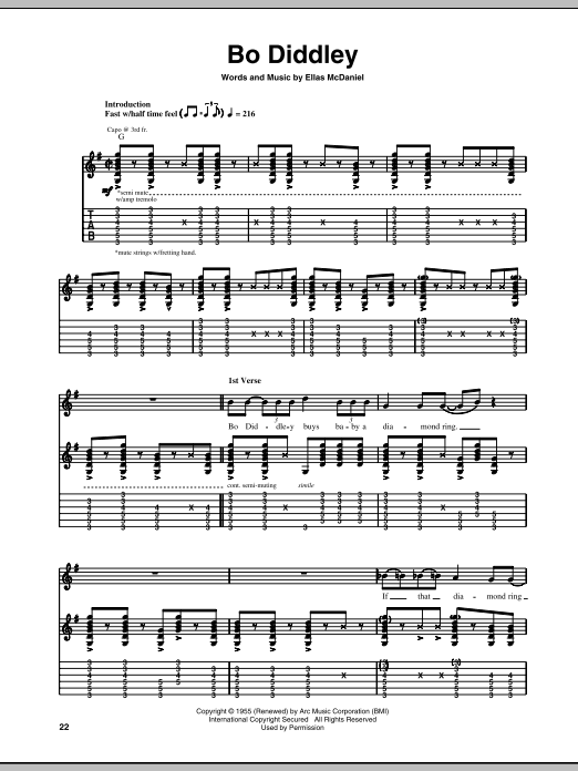 Bo Diddley Bo Diddley Sheet Music Download Printable Pdf Blues Music Score For Guitar Tab 68833