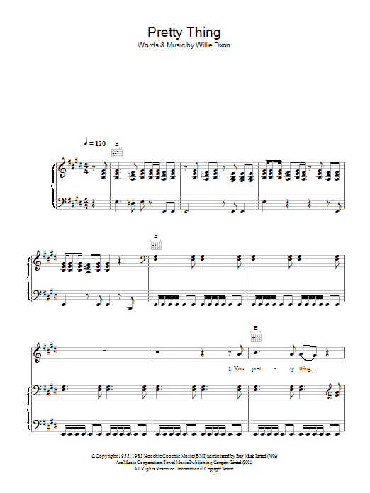 Learn to play Bo Diddley Pretty Thing sheet music for Piano, Vocal & Guitar in minutes. Bo Diddley Pretty Thing sheet music preview music notes and score for Piano, Vocal & Guitar including 6 page(s)