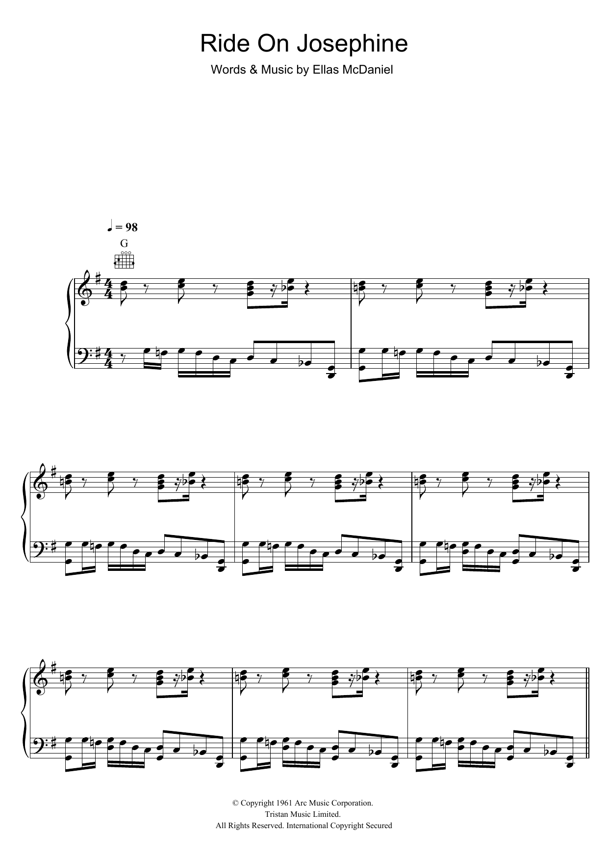 Learn to play Bo Diddley Ride On Josephine sheet music for Piano, Vocal & Guitar in minutes. Bo Diddley Ride On Josephine sheet music preview music notes and score for Piano, Vocal & Guitar including 5 page(s)