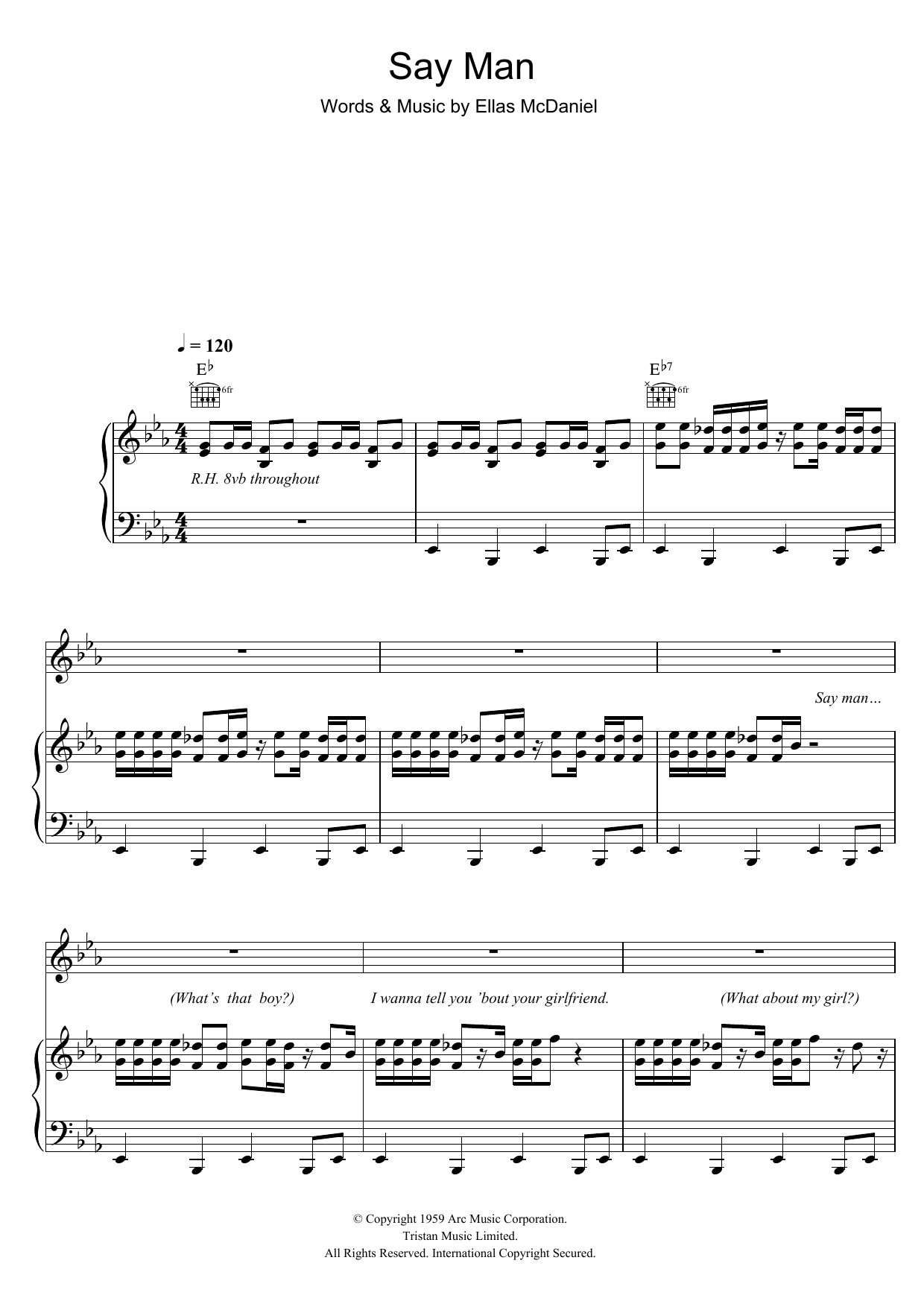 Learn to play Bo Diddley Say Man sheet music for Piano, Vocal & Guitar in minutes. Bo Diddley Say Man sheet music preview music notes and score for Piano, Vocal & Guitar including 6 page(s)