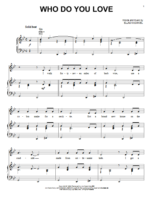 Bo Diddley Who Do You Love Sheet Music Notes Chords Piano Vocal Guitar Download Jazz 42856 Pdf