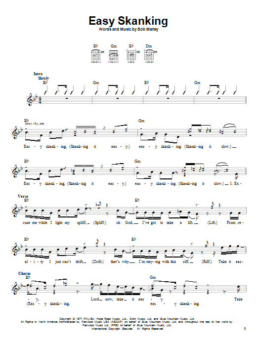 Learn to play Bob Marley Easy Skanking sheet music for Bass Guitar Tab in minutes. Bob Marley Easy Skanking sheet music notes and chords