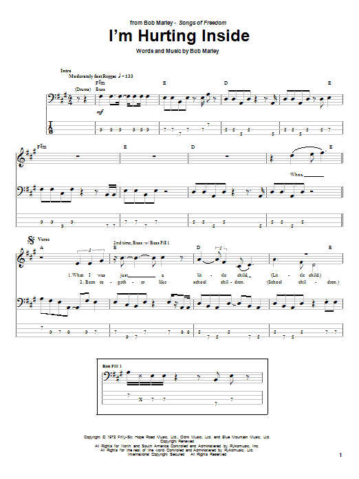 Learn to play Bob Marley I'm Hurting Inside sheet music for Bass Guitar Tab in minutes. Bob Marley I'm Hurting Inside sheet music preview music notes and score for Bass Guitar Tab including 5 page(s)