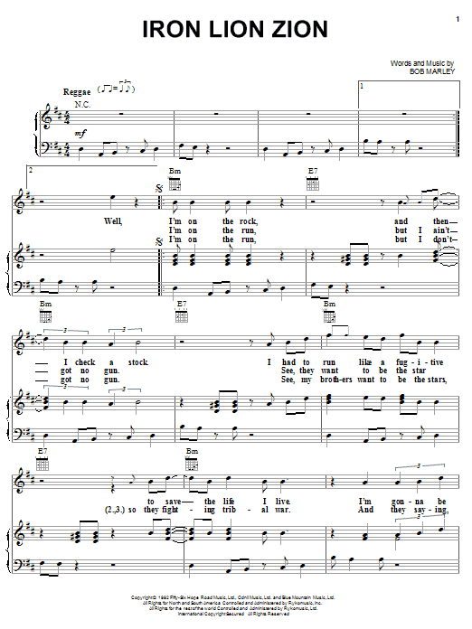 Learn to play Bob Marley Iron Lion Zion sheet music for Easy Guitar Tab in minutes. Bob Marley Iron Lion Zion sheet music notes and chords