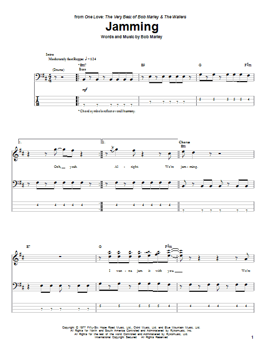 Learn to play Bob Marley Jamming sheet music for Bass Guitar Tab in minutes. Bob Marley Jamming sheet music notes and chords