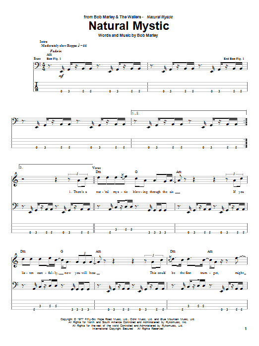 Learn to play Bob Marley Natural Mystic sheet music for Bass Guitar Tab in minutes. Bob Marley Natural Mystic sheet music preview music notes and score for Bass Guitar Tab including 5 page(s)